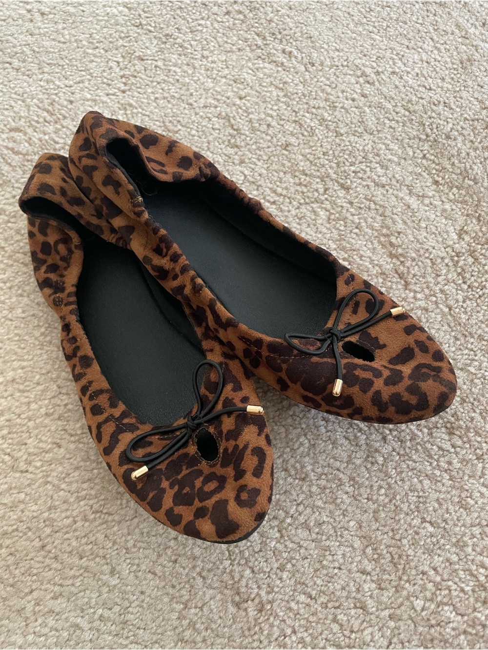Cato Leopard Print Brown Ballet Flats with Bow Accent size 11